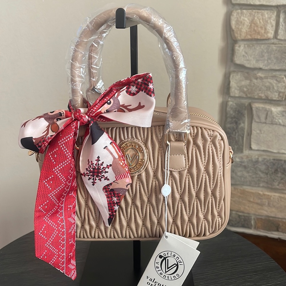 Valentino Orlandi Quilted Satchel Crossbody Bag (comes with Christmas Twilly)